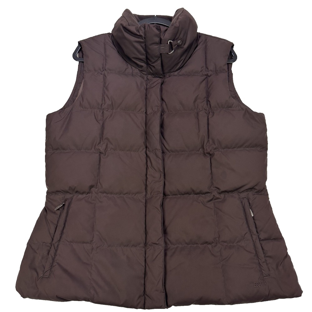 Eddie Bauer Vest Womens L Brown Premium 700 Fill Goose Down Sleeveless Puffer‎